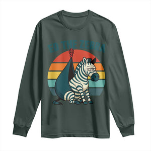 Retro Ed the Zebra Meme Long Sleeve Shirt Funny Viral Escape Animal Helicopter Rescue TS02 Dark Forest Green Print Your Wear