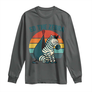Retro Ed the Zebra Meme Long Sleeve Shirt Funny Viral Escape Animal Helicopter Rescue TS02 Dark Heather Print Your Wear
