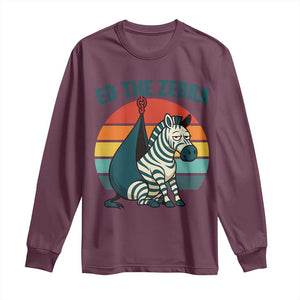 Retro Ed the Zebra Meme Long Sleeve Shirt Funny Viral Escape Animal Helicopter Rescue TS02 Maroon Print Your Wear