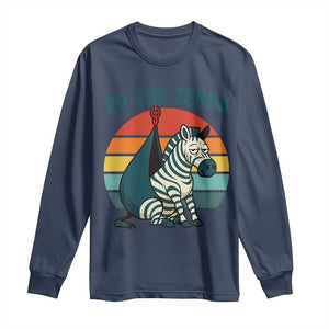 Retro Ed the Zebra Meme Long Sleeve Shirt Funny Viral Escape Animal Helicopter Rescue TS02 Navy Print Your Wear