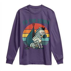 Retro Ed the Zebra Meme Long Sleeve Shirt Funny Viral Escape Animal Helicopter Rescue TS02 Purple Print Your Wear