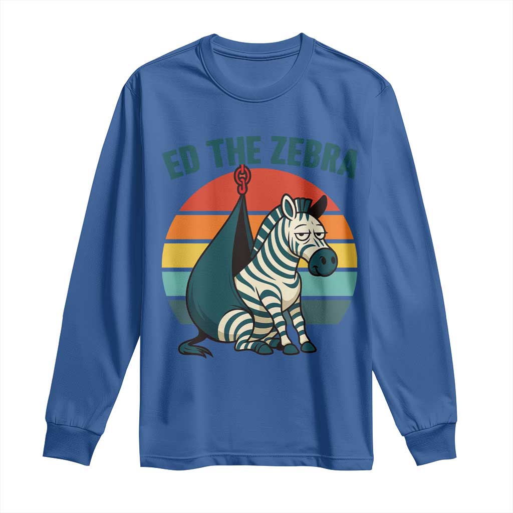 Retro Ed the Zebra Meme Long Sleeve Shirt Funny Viral Escape Animal Helicopter Rescue TS02 Royal Blue Print Your Wear