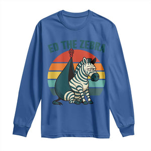 Retro Ed the Zebra Meme Long Sleeve Shirt Funny Viral Escape Animal Helicopter Rescue TS02 Royal Blue Print Your Wear