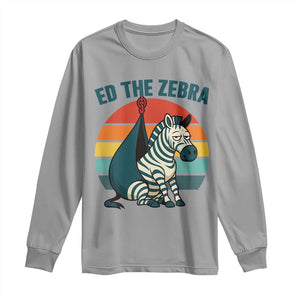 Retro Ed the Zebra Meme Long Sleeve Shirt Funny Viral Escape Animal Helicopter Rescue TS02 Sport Gray Print Your Wear