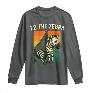 Retro Ed the Zebra Meme Long Sleeve Shirt Funny Viral Escape Animal TS02 Dark Heather Print Your Wear