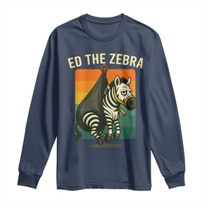 Retro Ed the Zebra Meme Long Sleeve Shirt Funny Viral Escape Animal TS02 Navy Print Your Wear