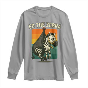 Retro Ed the Zebra Meme Long Sleeve Shirt Funny Viral Escape Animal TS02 Sport Gray Print Your Wear