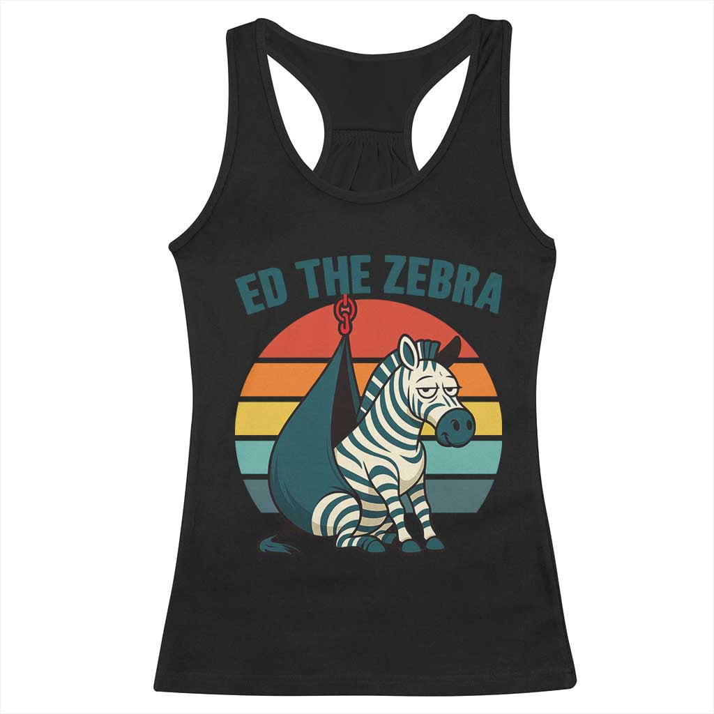 Retro Ed the Zebra Meme Racerback Tank Top Funny Viral Escape Animal Helicopter Rescue TS02 Black Print Your Wear