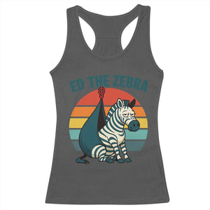 Retro Ed the Zebra Meme Racerback Tank Top Funny Viral Escape Animal Helicopter Rescue TS02 Dark Heather Print Your Wear