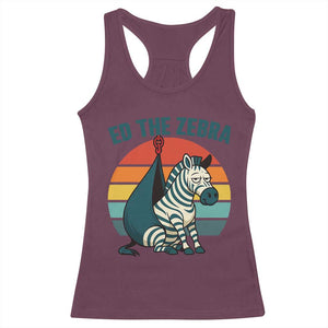 Retro Ed the Zebra Meme Racerback Tank Top Funny Viral Escape Animal Helicopter Rescue TS02 Maroon Print Your Wear