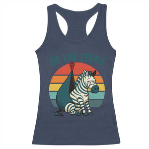 Retro Ed the Zebra Meme Racerback Tank Top Funny Viral Escape Animal Helicopter Rescue TS02 Navy Print Your Wear