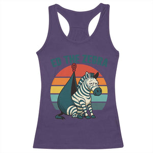 Retro Ed the Zebra Meme Racerback Tank Top Funny Viral Escape Animal Helicopter Rescue TS02 Purple Print Your Wear