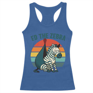 Retro Ed the Zebra Meme Racerback Tank Top Funny Viral Escape Animal Helicopter Rescue TS02 Royal Blue Print Your Wear