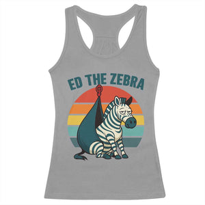 Retro Ed the Zebra Meme Racerback Tank Top Funny Viral Escape Animal Helicopter Rescue TS02 Sport Gray Print Your Wear
