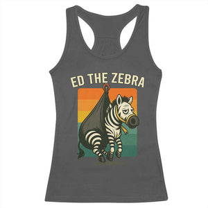 Retro Ed the Zebra Meme Racerback Tank Top Funny Viral Escape Animal TS02 Dark Heather Print Your Wear