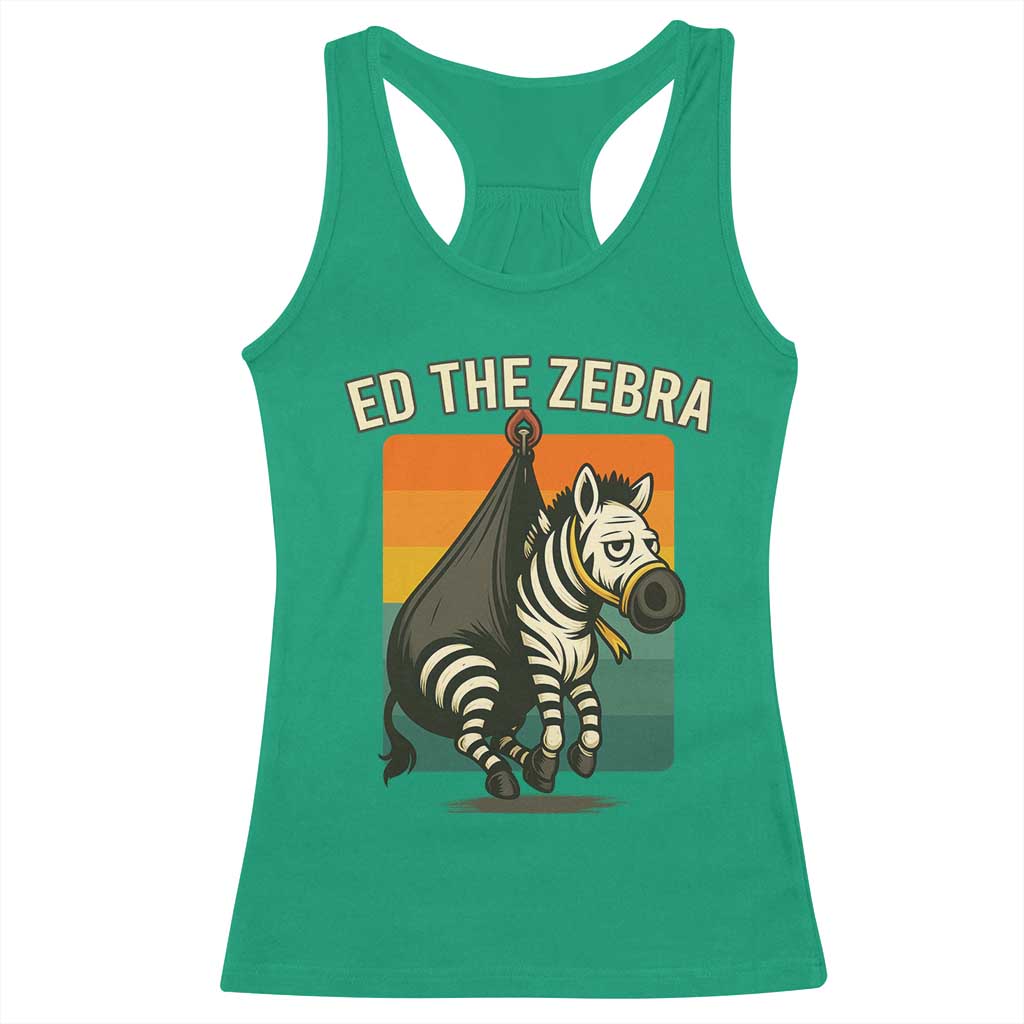 Retro Ed the Zebra Meme Racerback Tank Top Funny Viral Escape Animal TS02 Irish Green Print Your Wear