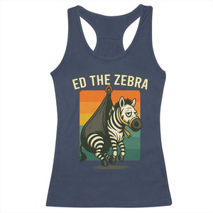 Retro Ed the Zebra Meme Racerback Tank Top Funny Viral Escape Animal TS02 Navy Print Your Wear