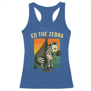 Retro Ed the Zebra Meme Racerback Tank Top Funny Viral Escape Animal TS02 Royal Blue Print Your Wear