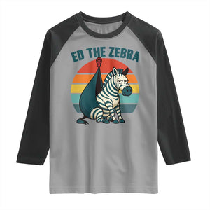 Retro Ed the Zebra Meme Raglan Shirt Funny Viral Escape Animal Helicopter Rescue TS02 Sport Gray Black Print Your Wear