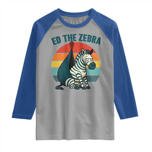 Retro Ed the Zebra Meme Raglan Shirt Funny Viral Escape Animal Helicopter Rescue TS02 Sport Gray Royal Print Your Wear