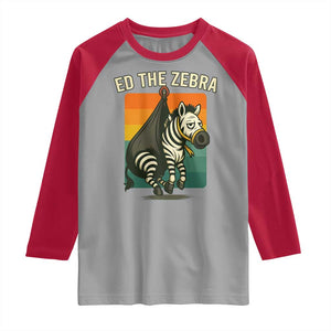 Retro Ed the Zebra Meme Raglan Shirt Funny Viral Escape Animal TS02 Sport Gray Red Print Your Wear