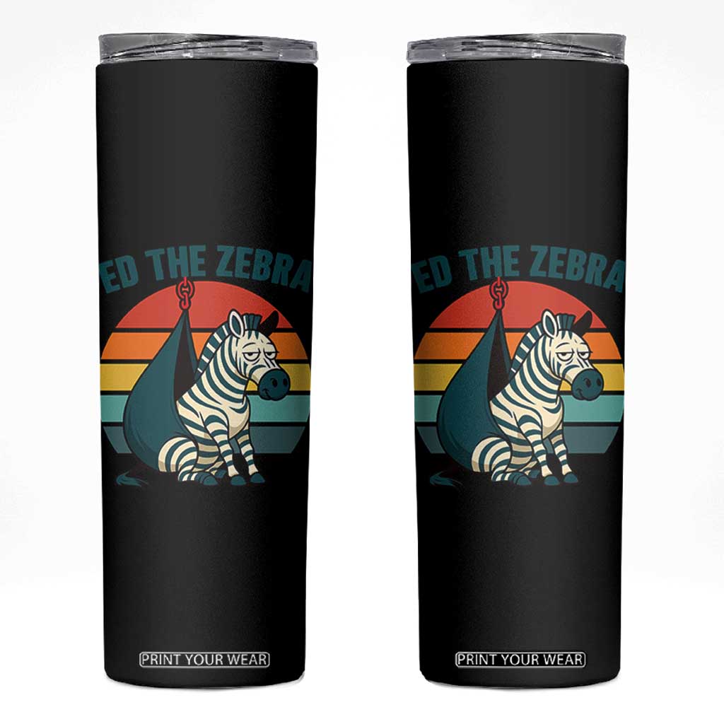 Retro Ed the Zebra Meme Skinny Tumbler Funny Viral Escape Animal Helicopter Rescue TS02 Black Print Your Wear