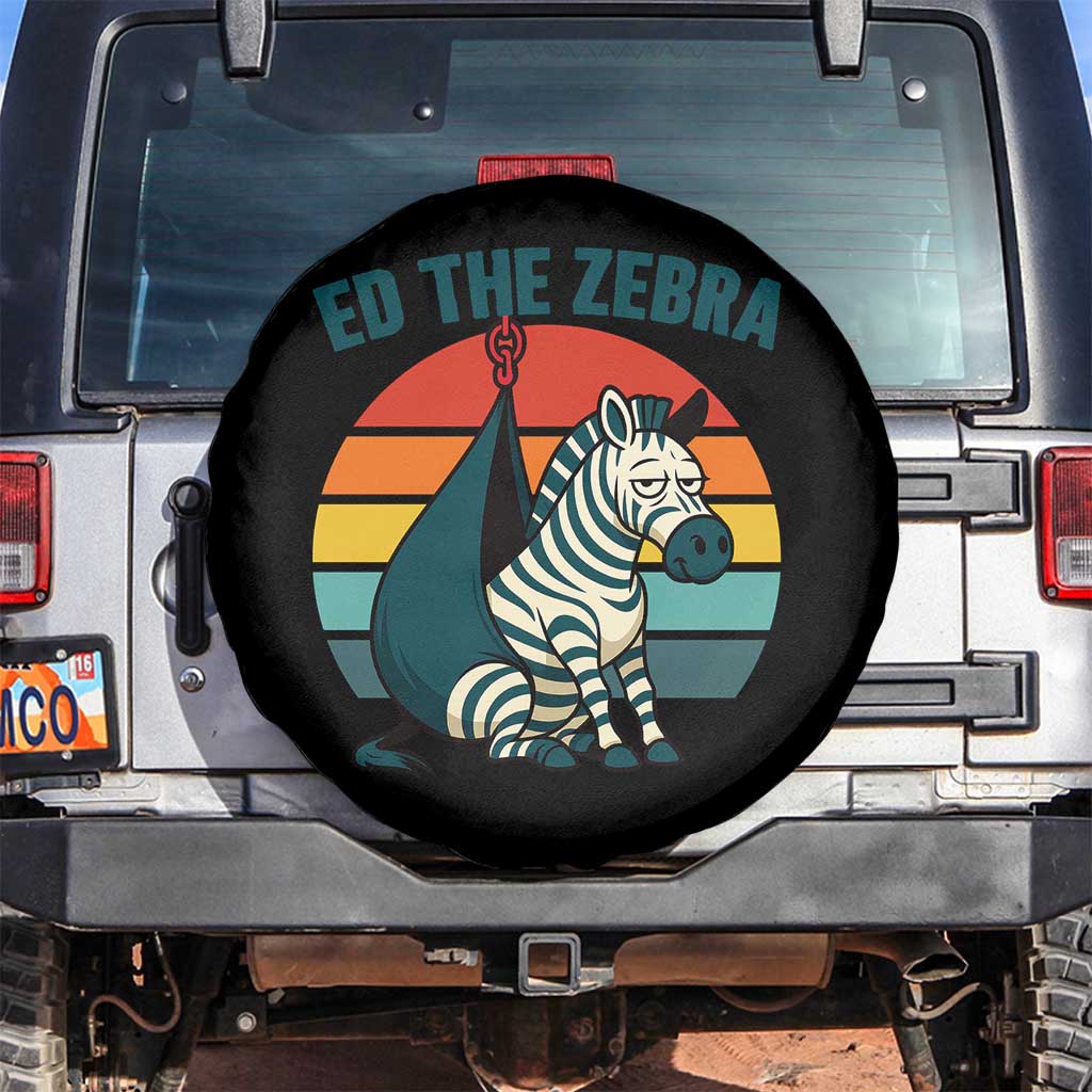 Retro Ed the Zebra Meme Spare Tire Cover Funny Viral Escape Animal Helicopter Rescue TS02 No hole Black Print Your Wear