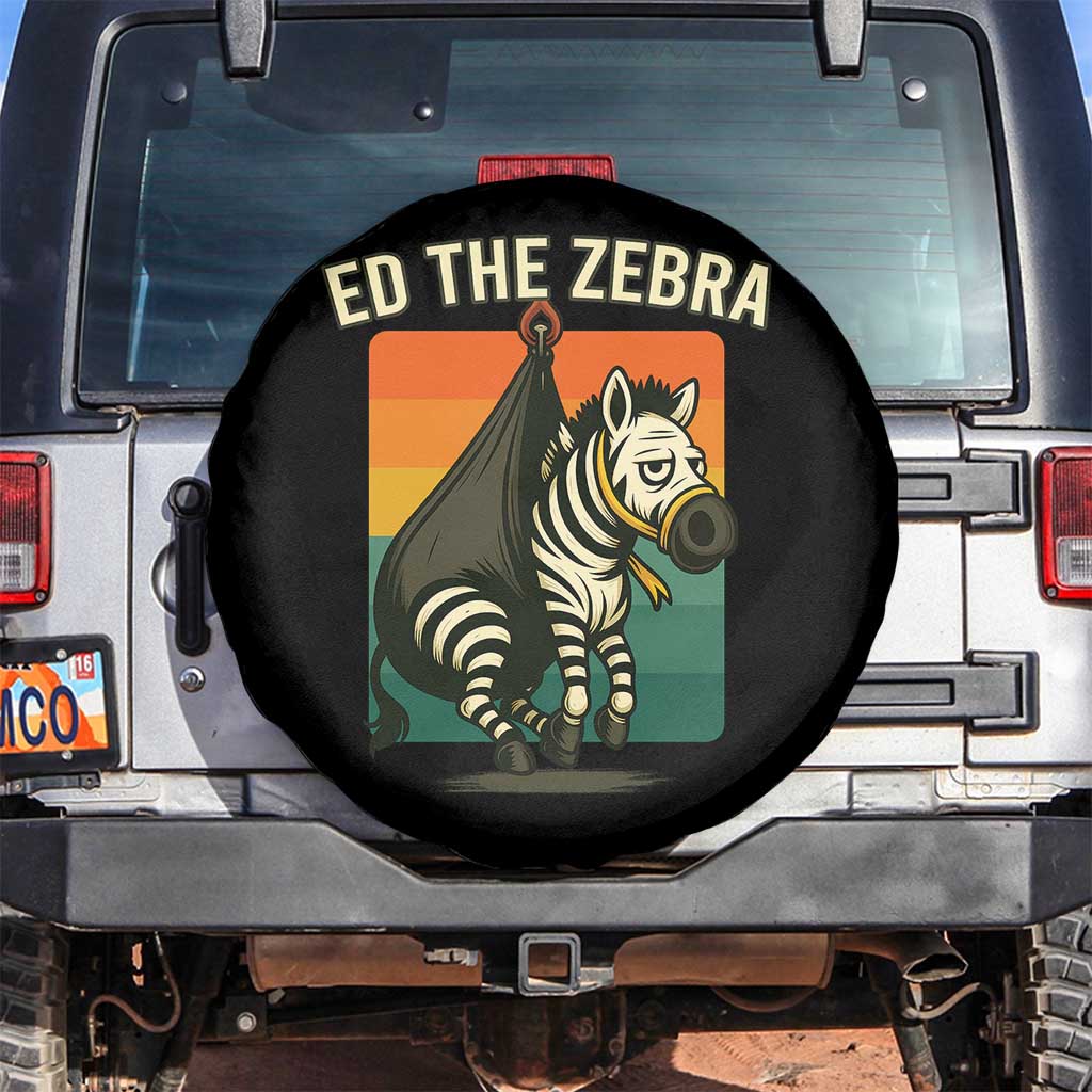 Retro Ed the Zebra Meme Spare Tire Cover Funny Viral Escape Animal TS02 No hole Black Print Your Wear