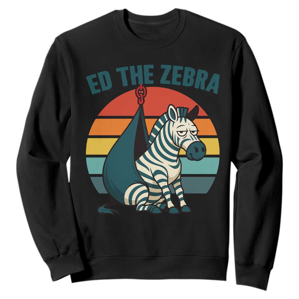 Retro Ed the Zebra Meme Sweatshirt Funny Viral Escape Animal Helicopter Rescue TS02 Black Print Your Wear