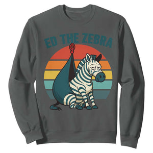 Retro Ed the Zebra Meme Sweatshirt Funny Viral Escape Animal Helicopter Rescue TS02 Dark Heather Print Your Wear