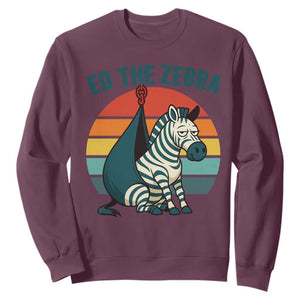 Retro Ed the Zebra Meme Sweatshirt Funny Viral Escape Animal Helicopter Rescue TS02 Maroon Print Your Wear