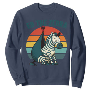 Retro Ed the Zebra Meme Sweatshirt Funny Viral Escape Animal Helicopter Rescue TS02 Navy Print Your Wear