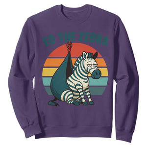 Retro Ed the Zebra Meme Sweatshirt Funny Viral Escape Animal Helicopter Rescue TS02 Purple Print Your Wear