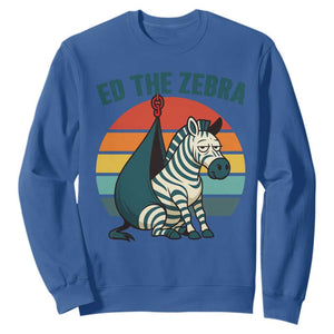 Retro Ed the Zebra Meme Sweatshirt Funny Viral Escape Animal Helicopter Rescue TS02 Royal Blue Print Your Wear