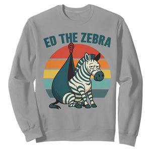 Retro Ed the Zebra Meme Sweatshirt Funny Viral Escape Animal Helicopter Rescue TS02 Sport Gray Print Your Wear