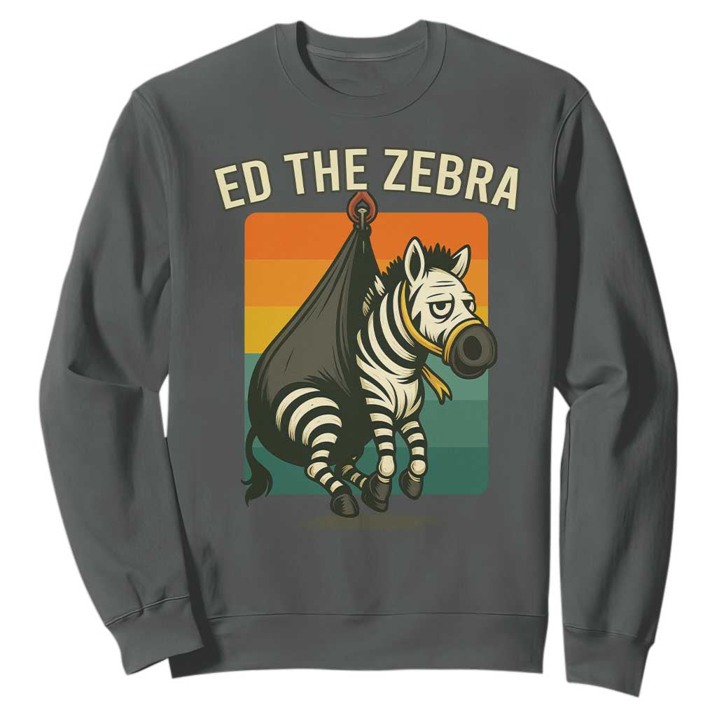 Retro Ed the Zebra Meme Sweatshirt Funny Viral Escape Animal TS02 Dark Heather Print Your Wear