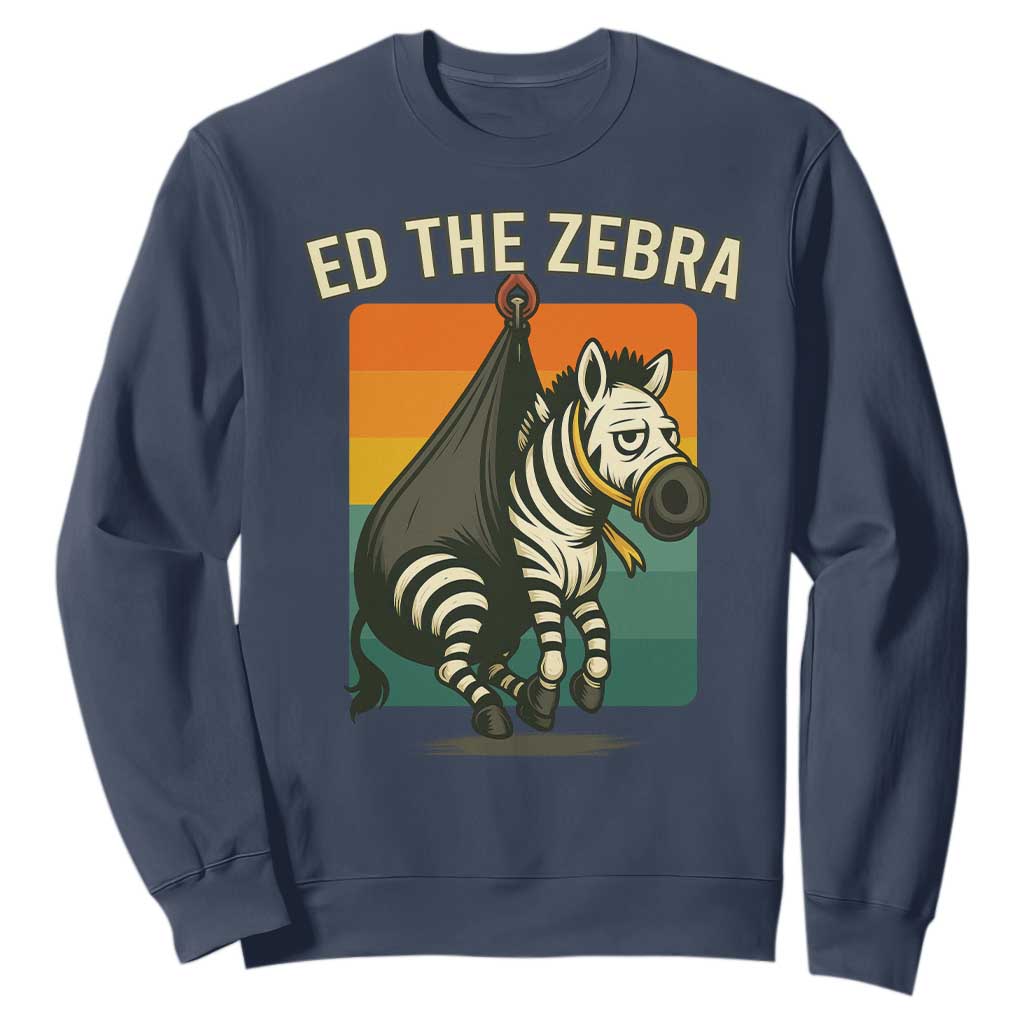 Retro Ed the Zebra Meme Sweatshirt Funny Viral Escape Animal TS02 Navy Print Your Wear
