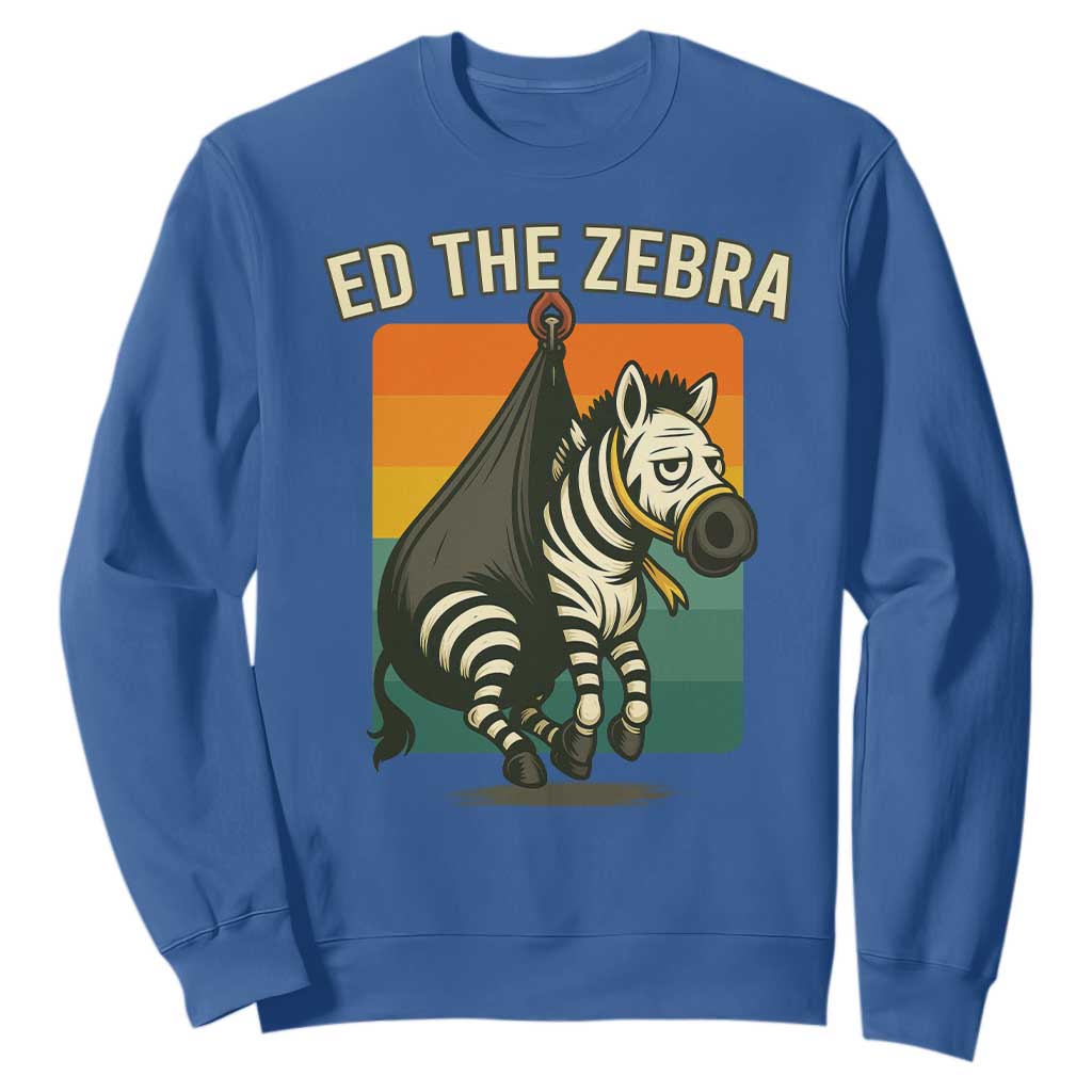 Retro Ed the Zebra Meme Sweatshirt Funny Viral Escape Animal TS02 Royal Blue Print Your Wear