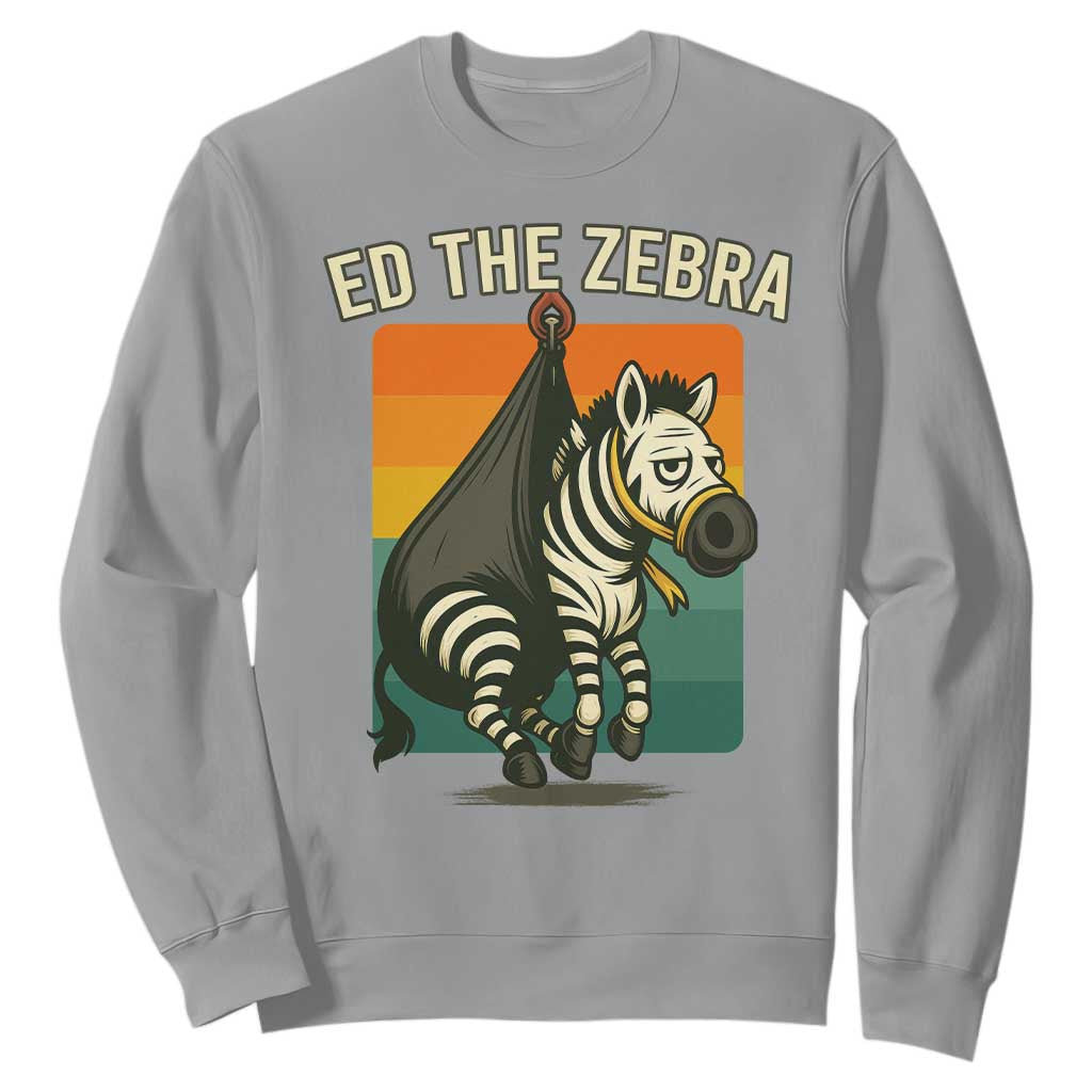 Retro Ed the Zebra Meme Sweatshirt Funny Viral Escape Animal TS02 Sport Gray Print Your Wear