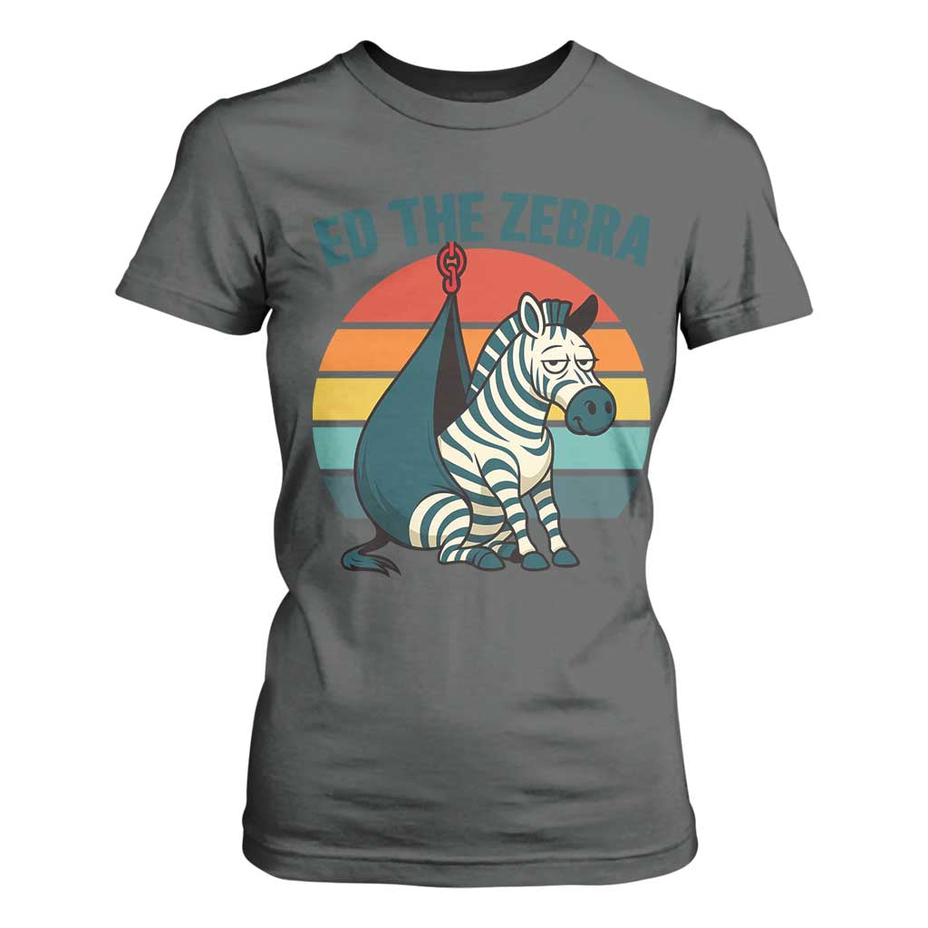 Retro Ed the Zebra Meme T Shirt For Women Funny Viral Escape Animal Helicopter Rescue TS02 Dark Heather Print Your Wear