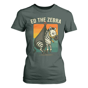 Retro Ed the Zebra Meme T Shirt For Women Funny Viral Escape Animal TS02 Dark Forest Green Print Your Wear