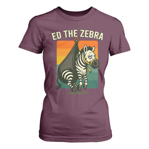 Retro Ed the Zebra Meme T Shirt For Women Funny Viral Escape Animal TS02 Maroon Print Your Wear