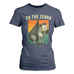 Retro Ed the Zebra Meme T Shirt For Women Funny Viral Escape Animal TS02 Navy Print Your Wear