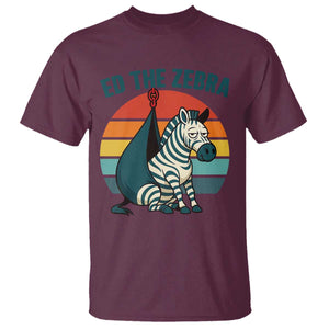 Retro Ed the Zebra Meme T Shirt Funny Viral Escape Animal Helicopter Rescue TS02 Maroon Print Your Wear