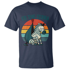 Retro Ed the Zebra Meme T Shirt Funny Viral Escape Animal Helicopter Rescue TS02 Navy Print Your Wear