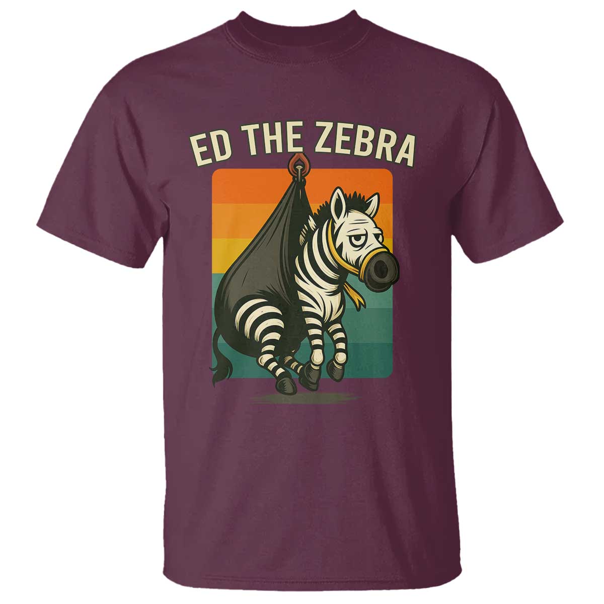 Retro Ed the Zebra Meme T Shirt Funny Viral Escape Animal TS02 Maroon Print Your Wear