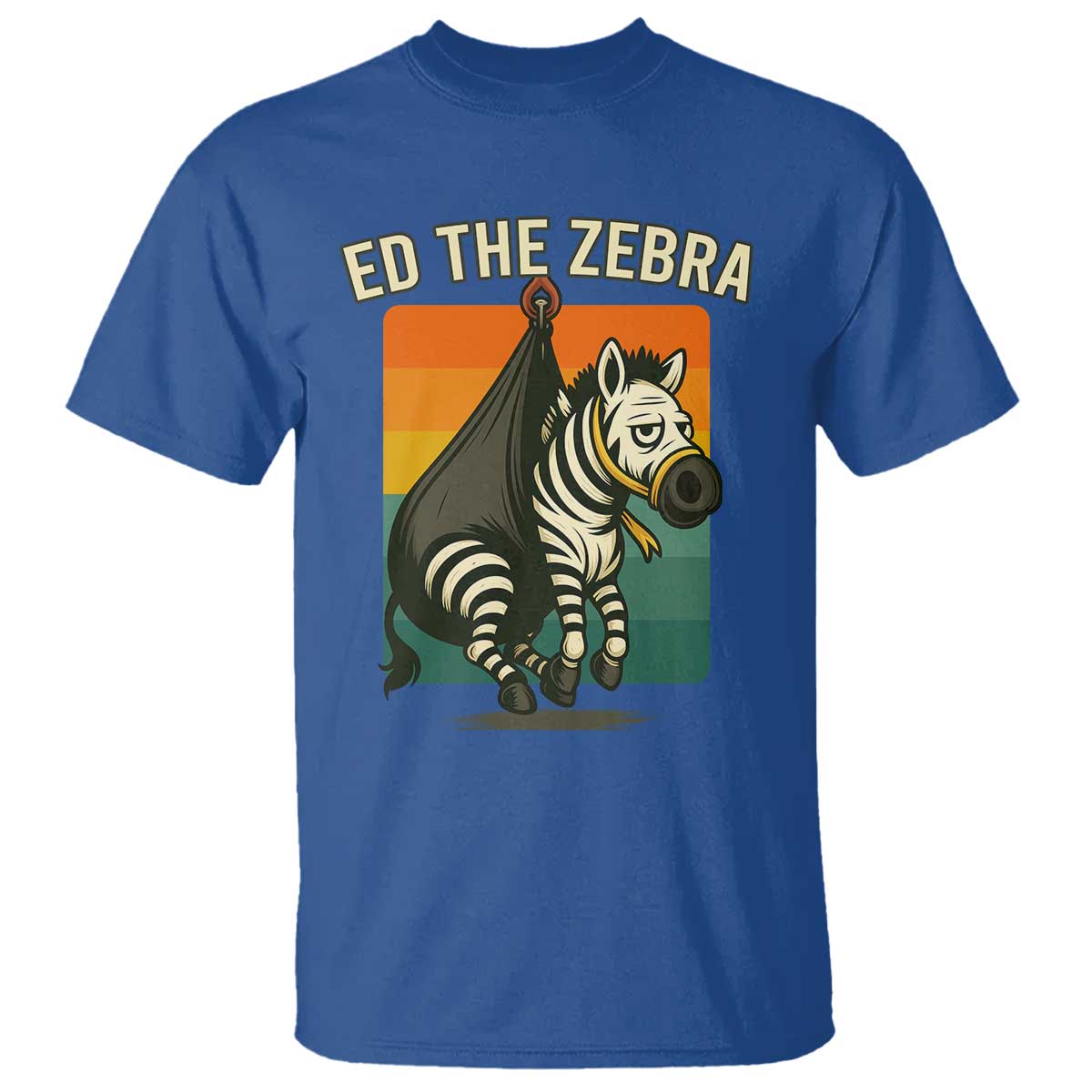 Retro Ed the Zebra Meme T Shirt Funny Viral Escape Animal TS02 Royal Blue Print Your Wear