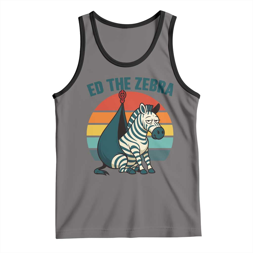 Retro Ed the Zebra Meme Tank Top Funny Viral Escape Animal Helicopter Rescue TS02 Deep Heather Black Print Your Wear