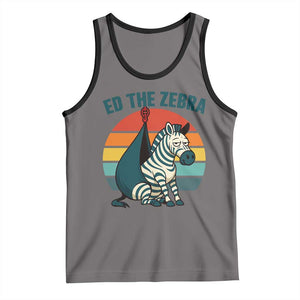 Retro Ed the Zebra Meme Tank Top Funny Viral Escape Animal Helicopter Rescue TS02 Deep Heather Black Print Your Wear