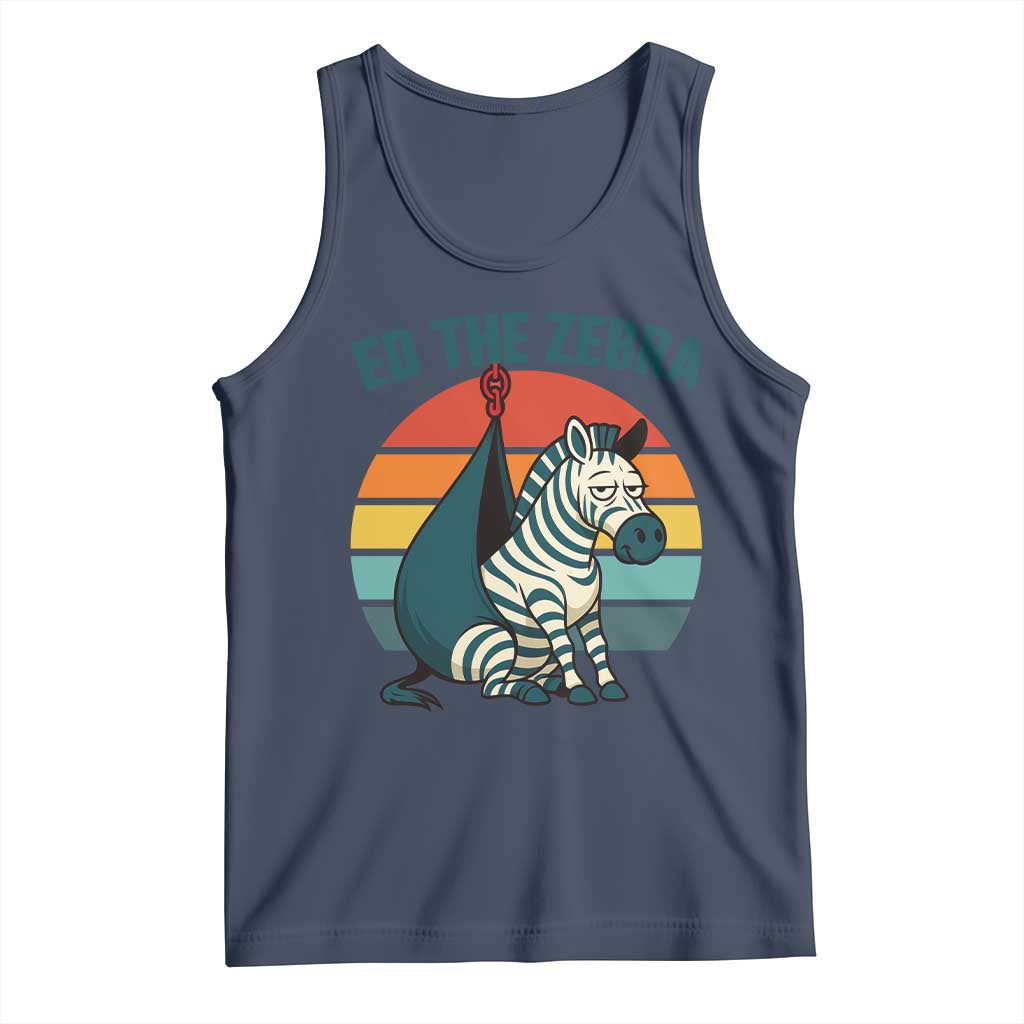 Retro Ed the Zebra Meme Tank Top Funny Viral Escape Animal Helicopter Rescue TS02 Navy Print Your Wear